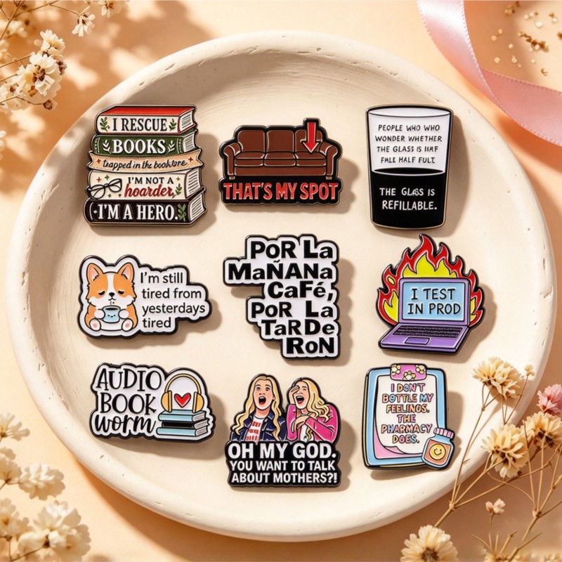 Tablet Cute Accessories - Pins de Esmalte com Citações Engraçadas