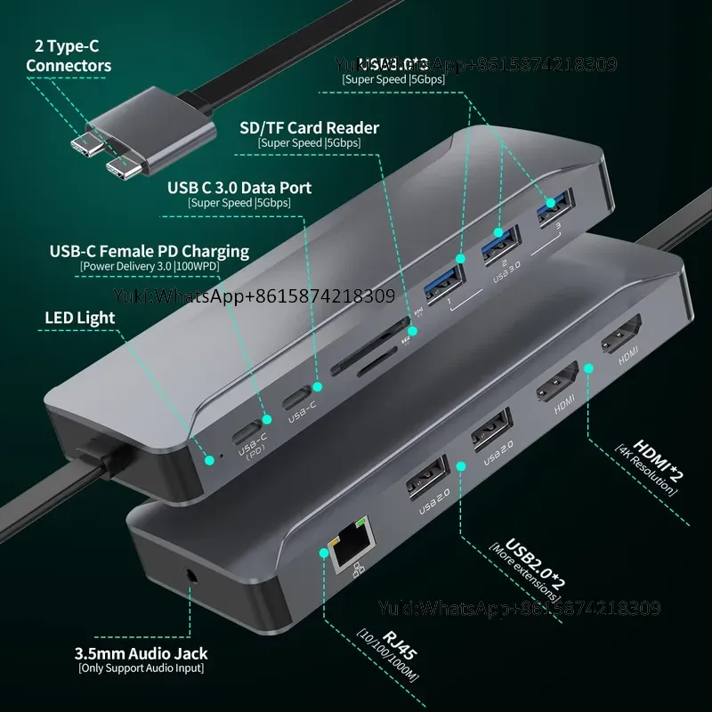 Usb Hub Type C - Estação de Acoplamento USB-C 5 em
