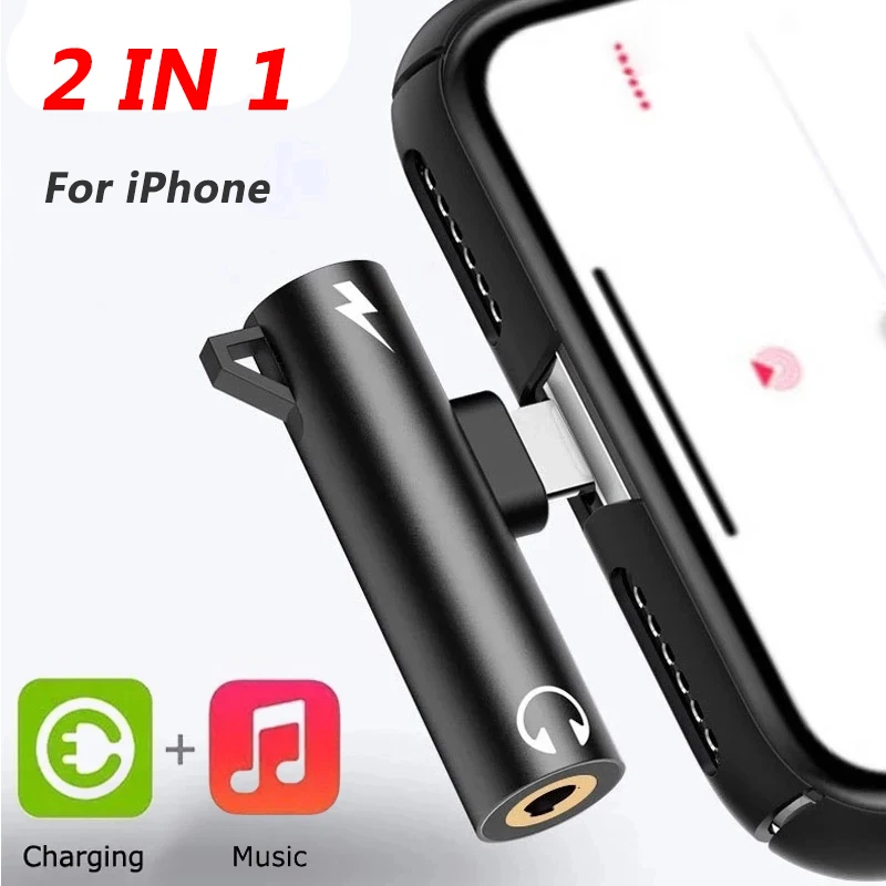 Wired Earphone Lightning - Adaptador Divisor 2 em 1 para